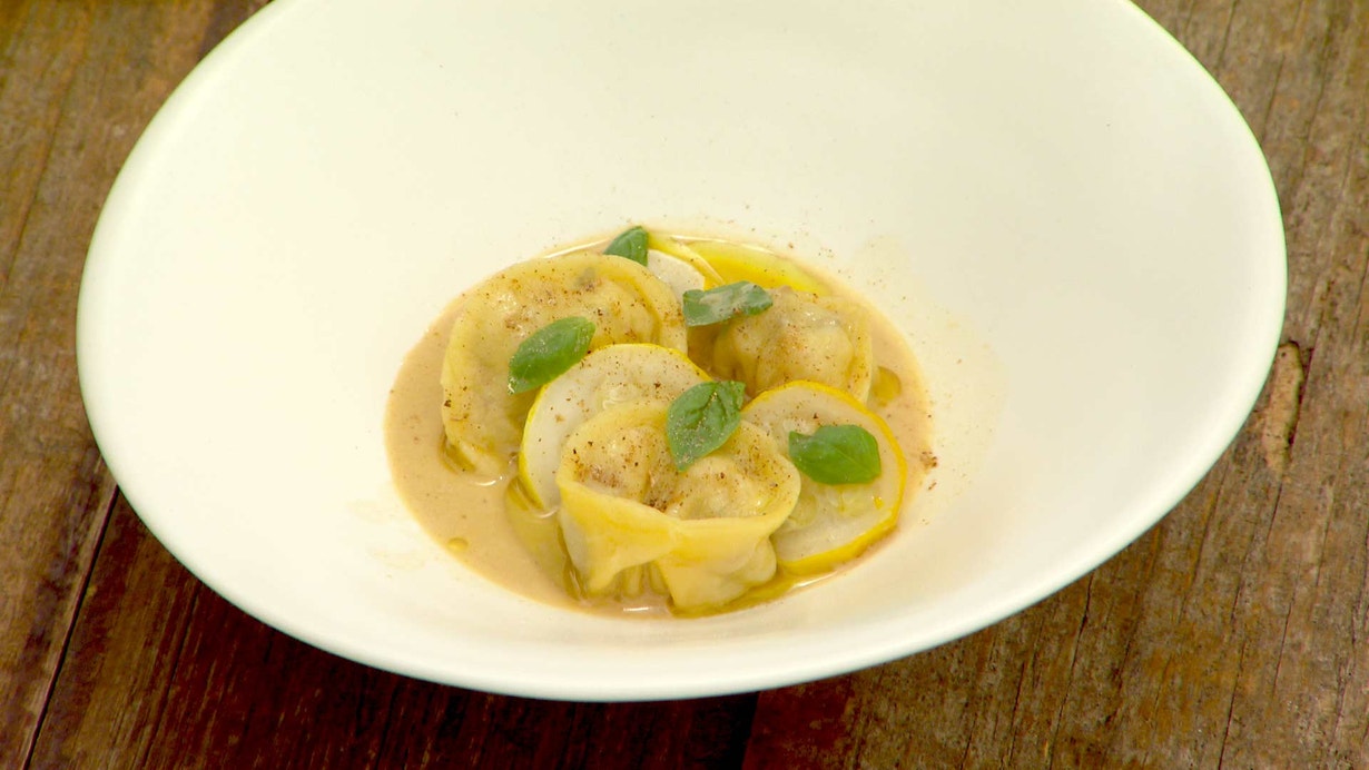 Lobster Stuffed Tortellini with Lobster Miso Bisque