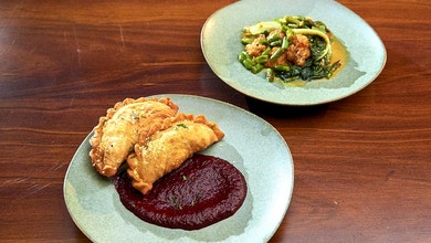 Sweet Potato Pastry with Chilli Beetroot Ketchup