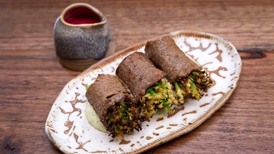 Charred Beef, Caulini and Prickly Pear Dressing