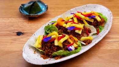 Lettuce Cups with Sago Dumplings and Rempah Udang