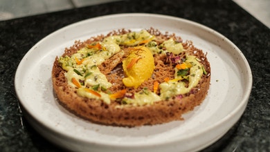Ghevar with Carrot Sorbet