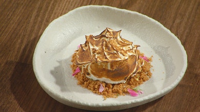 Bombe Alaska with Wasabi Ice Cream and Lemon Curd