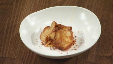 Bacon and Egg Ice Cream with Bacon Crumb and Potato Chips