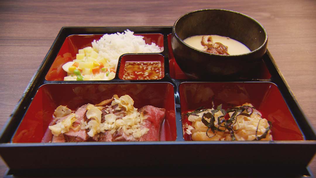 Mushroom Chawanmushi, Beef Tataki, Japanese Potato Salad