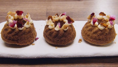 Green Curry Cake with Coconut Ice Cream, White Chocolate Chilli Ganache