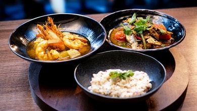 Winter Melon and Prawn Soup with Sardine Curry, Jau Bhaat