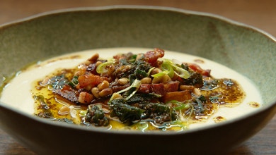 Cauliflower Soup With Roasted Pumpkin And Burnt Butter
