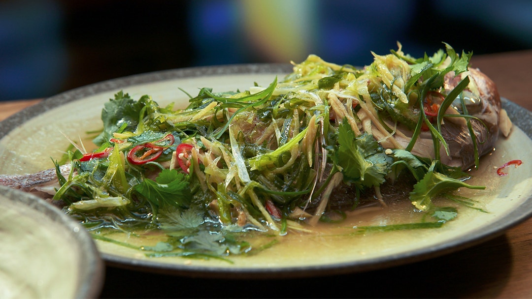 Steamed Snapper with Ginger and Spring Onion Oil