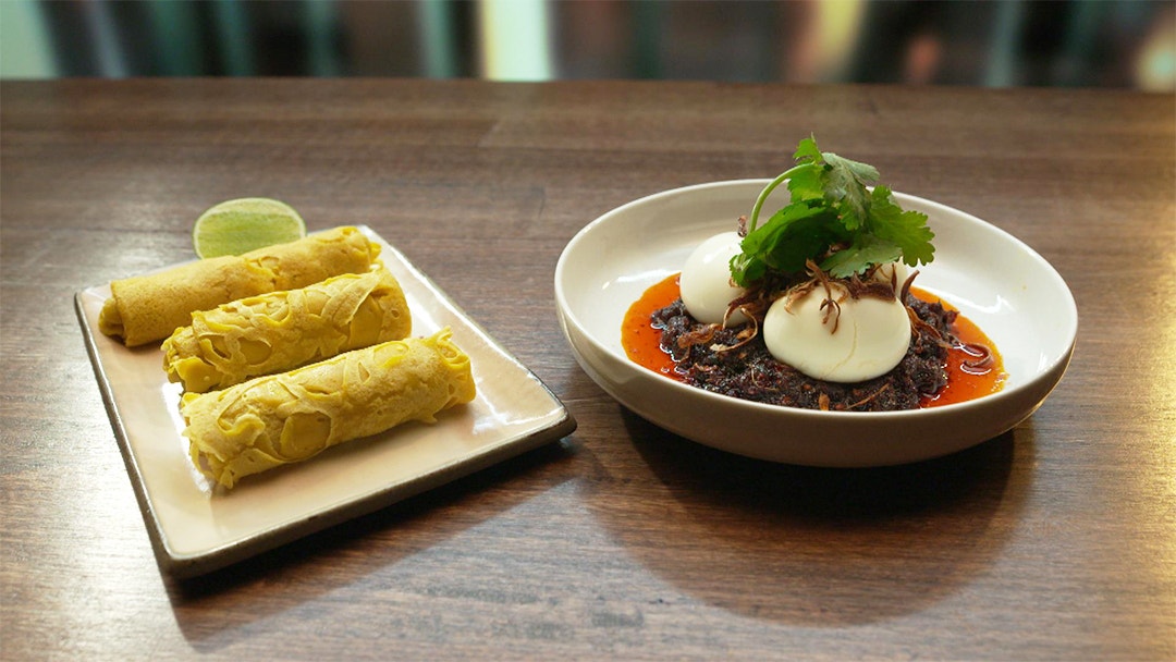 Egg Sambal with Roti Jala