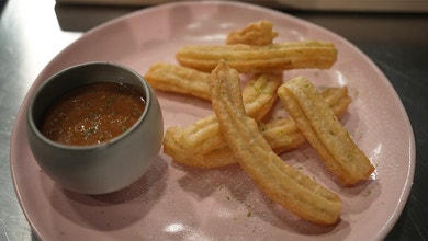 Lime Churros with Dulce De Leche Sauce