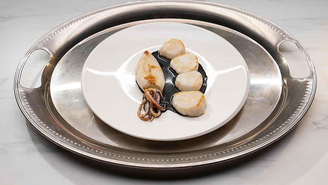 Panache of Sea Scallops and Calamari, Sauce Nero