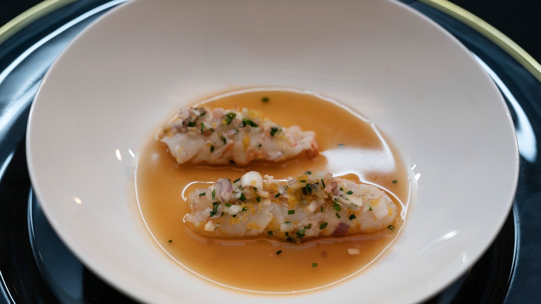 Scampi, Curry Consommé, Salsa