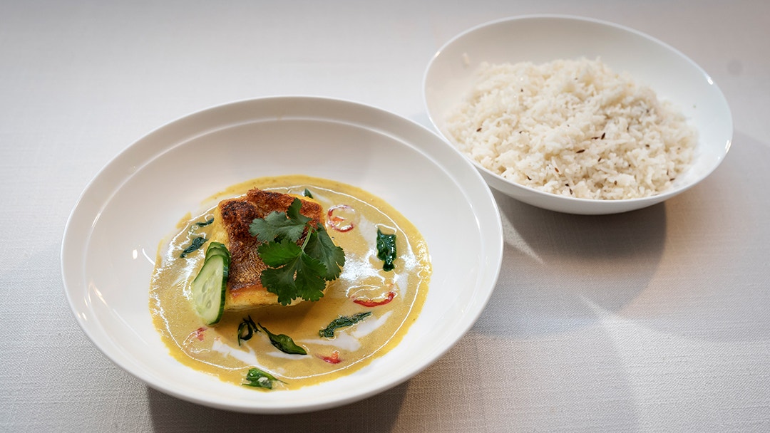 Yellow Fish Curry with Cumin Rice
