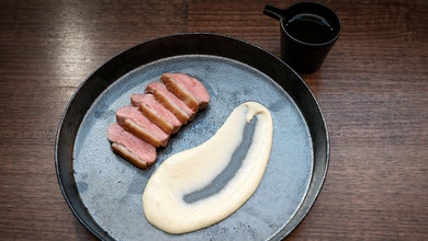Duck and Parsnip Purée with Rosemary Oil