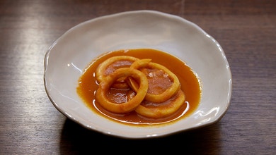 Poached Squid with Prawn Sauce