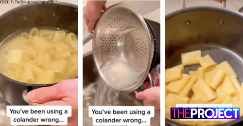 TikTok Chef Shows Us How To Use A Colander Correctly Because We’ve All Been Doing It Wrong