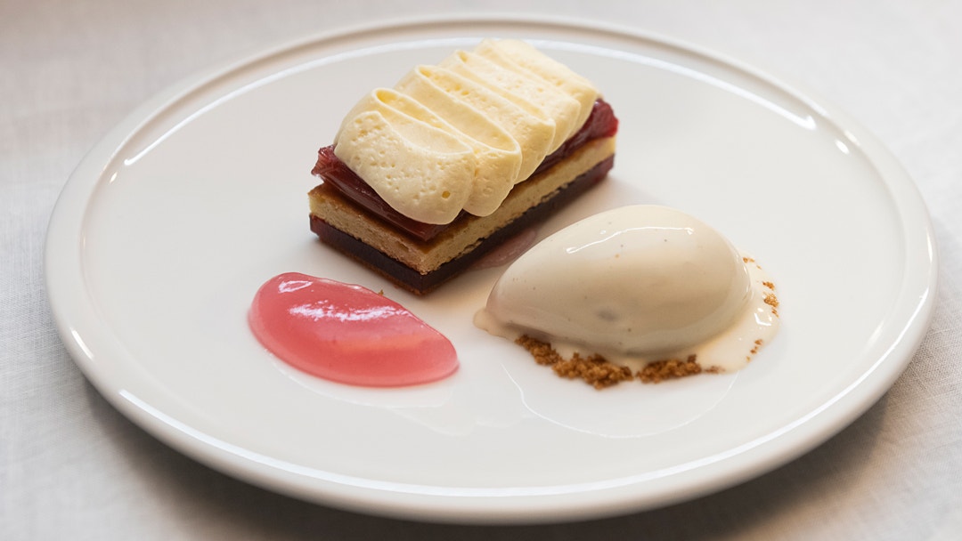 Rhubarb Tart with Pepper Berry Ice Cream