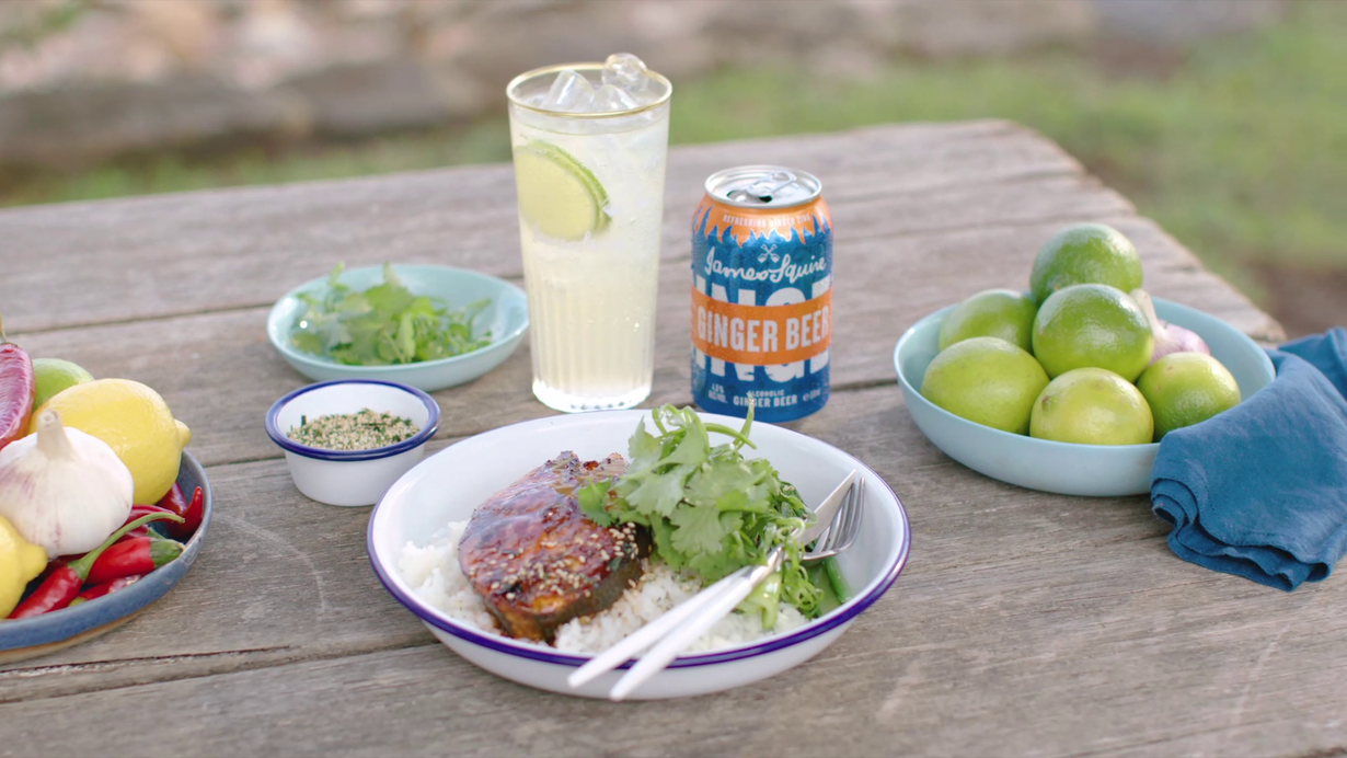 King Fish Steak with Asian Style Sticky BBQ Sauce
