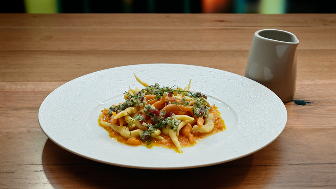 ‘Twisties’ - Trofie Pasta with Corn, Carrot, Peanut Verde and Lime  Beurre Noisette
