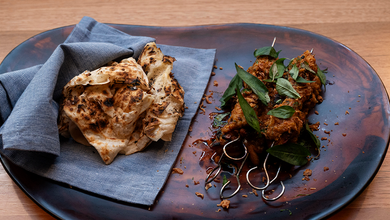 Lemongrass Chicken with Satay Sauce and Roti Bread