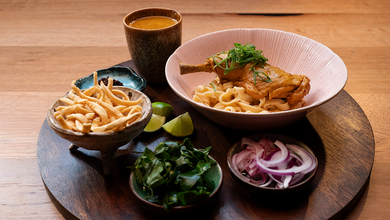 Khao Soi - Northern Thai Coconut, Curry with Crispy Noodles And Red Curry