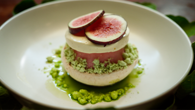 The Anna Pavlova: Fig, Fig Leaf and Strawberry Pavlova