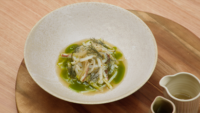 Squid Noodles, Charred Fennel Dashi
