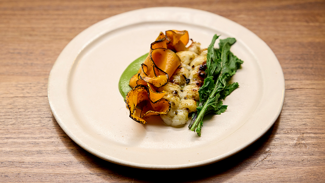 Glazed Bay Lobster, Torched Squash and Green Emulsion