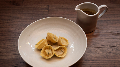 Pork Tortellini with Aromatic Thai Broth