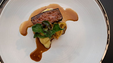 Black 9+ Wagyu Sirloin, Smoked Potato, Ice Plant