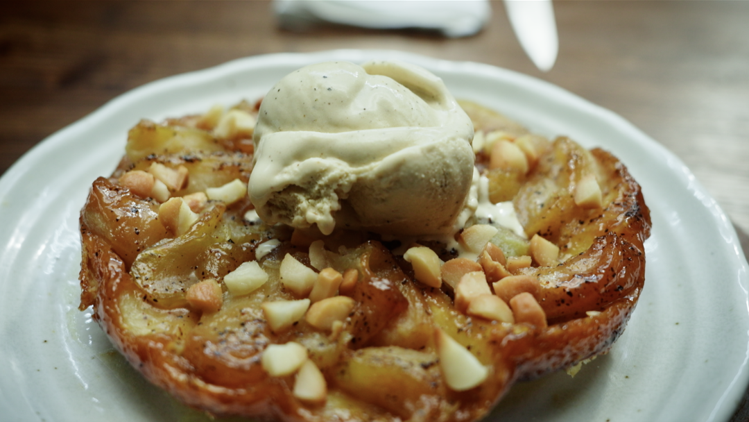 Air Fryer Apple Tart Tatin With Wattle Seed And Malt Ice Cream