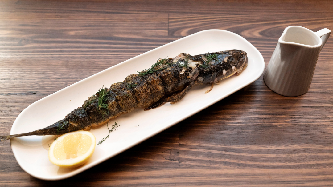 Butterflied, Stuffed, Rolled Flathead With Fish Jus